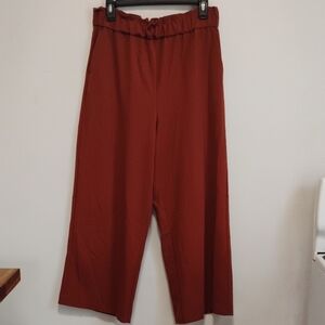 C by one | Rust Orange High-Waist Wide-Leg Paperbag Style Ankle Pants | S